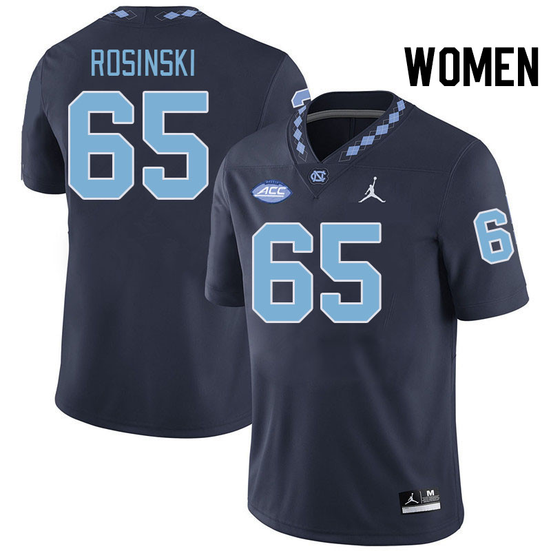 Women #65 Andrew Rosinski North Carolina Tar Heels College Football Jerseys Stitched-Navy